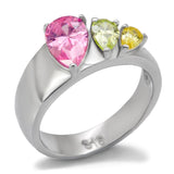 TK091 - High polished (no plating) Stainless Steel Ring with AAA Grade CZ  in Multi Color - Alamode