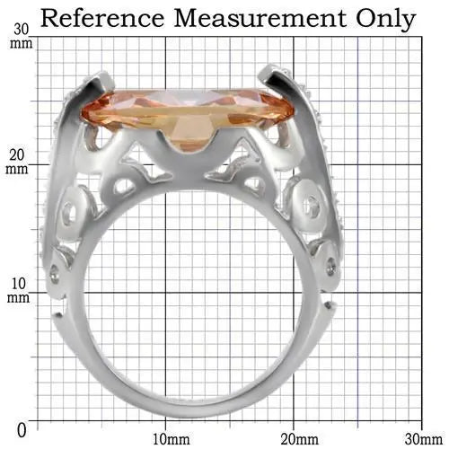TK092 - High polished (no plating) Stainless Steel Ring with AAA Grade CZ in Champagne - Alamode - Flyclothing LLC
