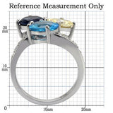 TK094 - High polished (no plating) Stainless Steel Ring with Synthetic Synthetic Glass in Multi Color - Alamode