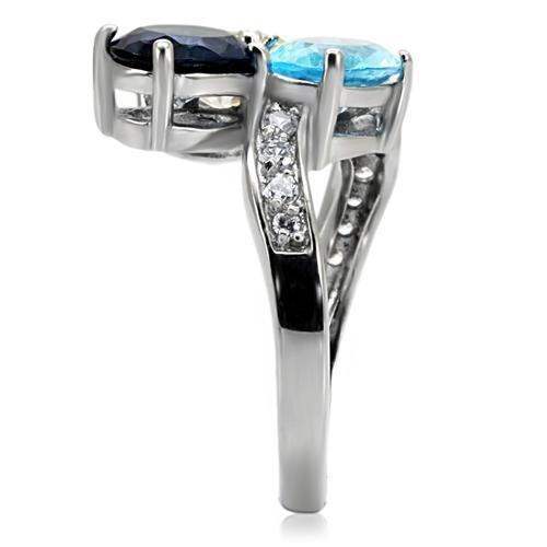TK094 - High polished (no plating) Stainless Steel Ring with Synthetic Synthetic Glass in Multi Color - Alamode - Flyclothing LLC