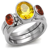 Kaela Cocktail Ring - Stainless Steel, AAA CZ , Multi Color - TK095 - Alamode