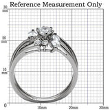 TK096 - High polished (no plating) Stainless Steel Ring with AAA Grade CZ  in Clear - Alamode