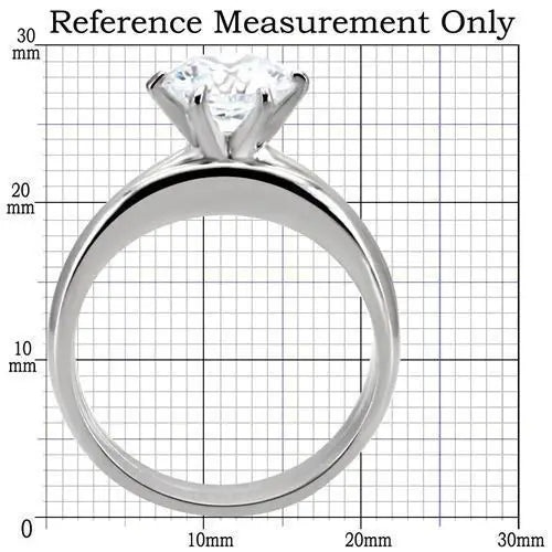 TK097 - High polished (no plating) Stainless Steel Ring with AAA Grade CZ in Clear - Alamode - Flyclothing LLC
