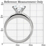 TK097 - High polished (no plating) Stainless Steel Ring with AAA Grade CZ in Clear - Alamode - Flyclothing LLC