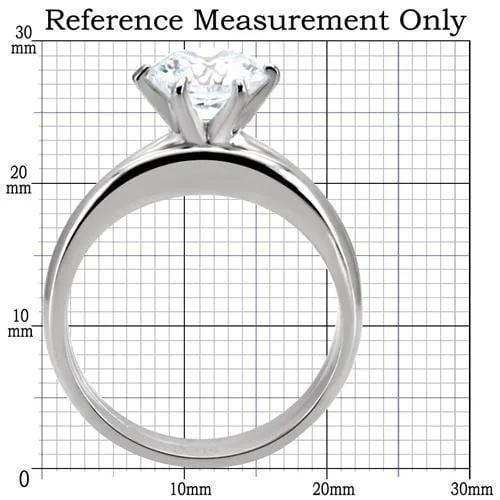 TK097 - High polished (no plating) Stainless Steel Ring with AAA Grade CZ in Clear - Alamode - Flyclothing LLC