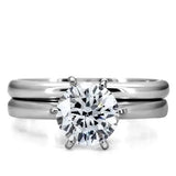 TK097 - High polished (no plating) Stainless Steel Ring with AAA Grade CZ in Clear - Alamode - Flyclothing LLC