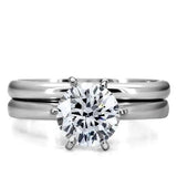 TK097 - High polished (no plating) Stainless Steel Ring with AAA Grade CZ  in Clear - Alamode