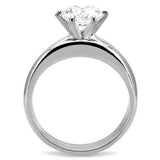 TK097 - High polished (no plating) Stainless Steel Ring with AAA Grade CZ  in Clear - Alamode