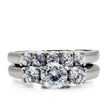 TK098 - High polished (no plating) Stainless Steel Ring with AAA Grade CZ  in Clear - Alamode