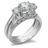 TK098 - High polished (no plating) Stainless Steel Ring with AAA Grade CZ  in Clear - Alamode