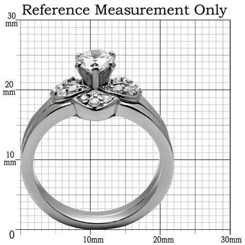 TK099 - High polished (no plating) Stainless Steel Ring with AAA Grade CZ in Clear - Alamode - Flyclothing LLC