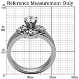 TK099 - High polished (no plating) Stainless Steel Ring with AAA Grade CZ  in Clear - Alamode