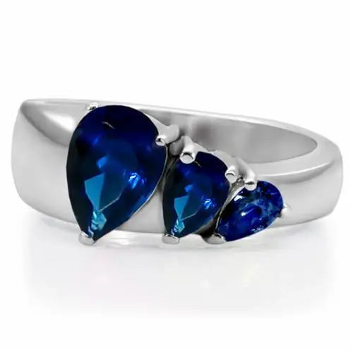 TK0F511 - High polished (no plating) Stainless Steel Ring with Synthetic Synthetic Glass in Montana - Alamode - Flyclothing LLC