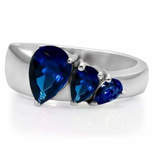 TK0F511 - High polished (no plating) Stainless Steel Ring with Synthetic Synthetic Glass in Montana - Alamode - Flyclothing LLC