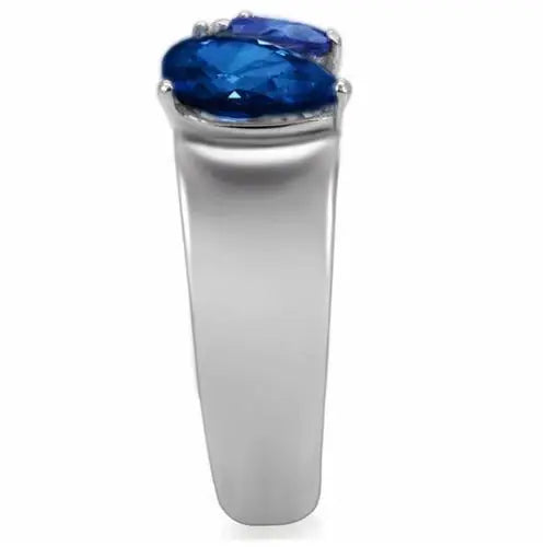 TK0F511 - High polished (no plating) Stainless Steel Ring with Synthetic Synthetic Glass in Montana - Alamode - Flyclothing LLC