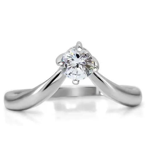 TK0W260 - High polished (no plating) Stainless Steel Ring with AAA Grade CZ in Clear - Alamode - Flyclothing LLC