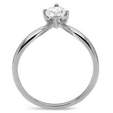 TK0W260 - High polished (no plating) Stainless Steel Ring with AAA Grade CZ  in Clear - Alamode