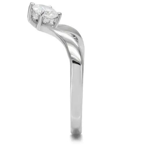 TK0W260 - High polished (no plating) Stainless Steel Ring with AAA Grade CZ in Clear - Alamode - Flyclothing LLC