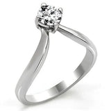 TK0W260 - High polished (no plating) Stainless Steel Ring with AAA Grade CZ  in Clear - Alamode