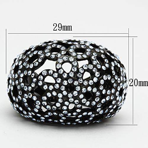 TK1003 - IP Black(Ion Plating) Stainless Steel Ring with Top Grade Crystal in Light Sapphire - Alamode - Flyclothing LLC