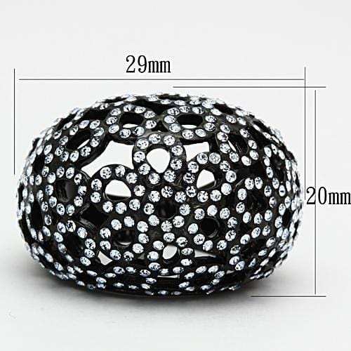 TK1003 - IP Black(Ion Plating) Stainless Steel Ring with Top Grade Crystal in Light Sapphire - Alamode - Flyclothing LLC