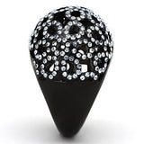TK1003 - IP Black(Ion Plating) Stainless Steel Ring with Top Grade Crystal  in Light Sapphire