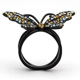TK1004 - IP Black(Ion Plating) Stainless Steel Ring with Top Grade Crystal in Multi Color - Alamode - Flyclothing LLC