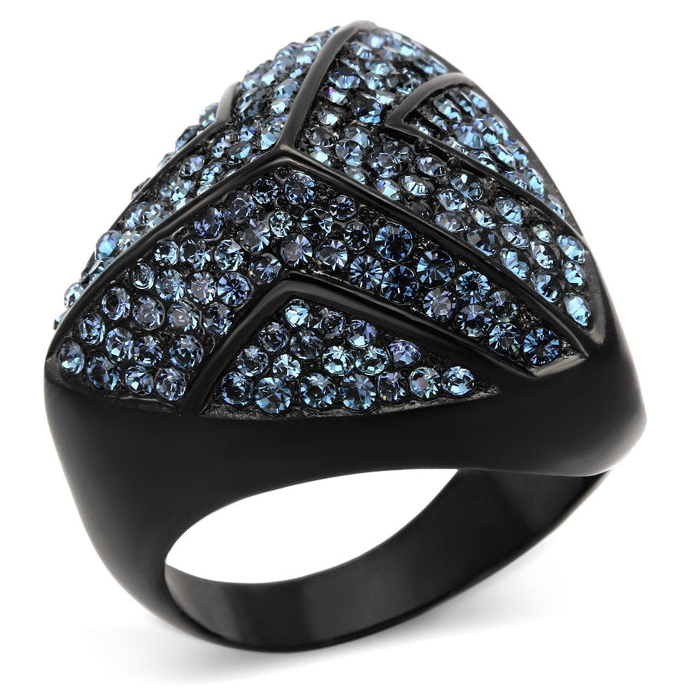 TK1005 - IP Black(Ion Plating) Stainless Steel Ring with Top Grade Crystal  in Montana - Alamode