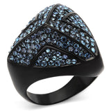 TK1005 - IP Black(Ion Plating) Stainless Steel Ring with Top Grade Crystal  in Montana - Alamode