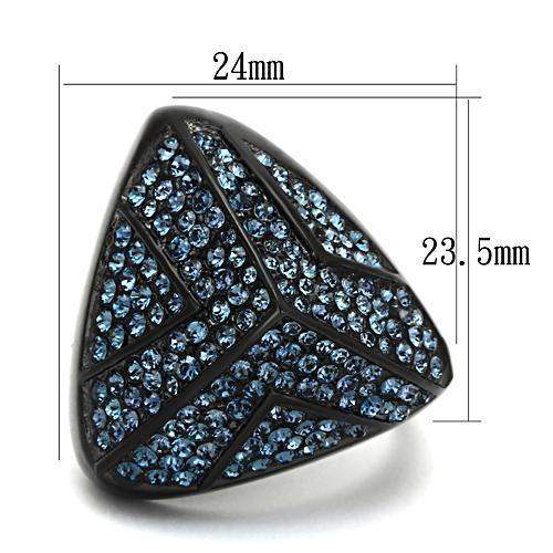 TK1005 - IP Black(Ion Plating) Stainless Steel Ring with Top Grade Crystal in Montana - Alamode - Flyclothing LLC