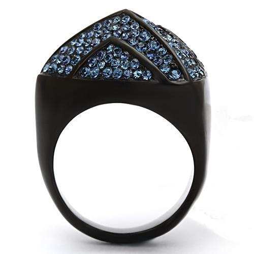 TK1005 - IP Black(Ion Plating) Stainless Steel Ring with Top Grade Crystal in Montana - Alamode - Flyclothing LLC