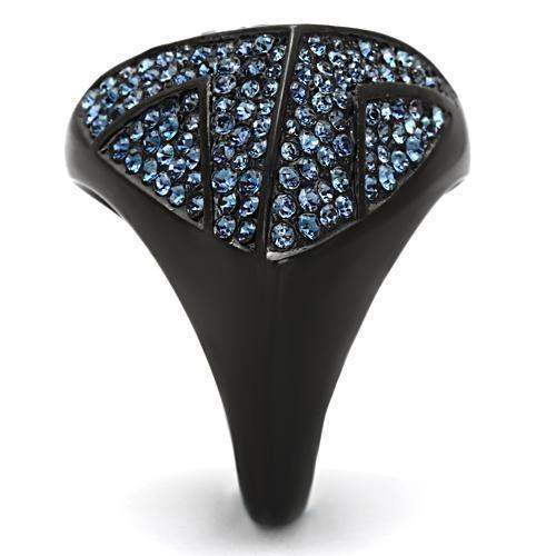 TK1005 - IP Black(Ion Plating) Stainless Steel Ring with Top Grade Crystal in Montana - Alamode - Flyclothing LLC