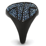 TK1005 - IP Black(Ion Plating) Stainless Steel Ring with Top Grade Crystal  in Montana - Alamode