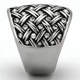 TK1007 - High polished (no plating) Stainless Steel Ring with Top Grade Crystal in Clear - Alamode - Flyclothing LLC