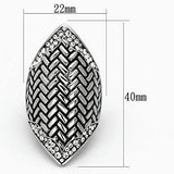 TK1009 - High polished (no plating) Stainless Steel Ring with Top Grade Crystal in Clear - Alamode - Flyclothing LLC