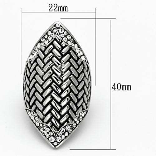 TK1009 - High polished (no plating) Stainless Steel Ring with Top Grade Crystal in Clear - Alamode - Flyclothing LLC