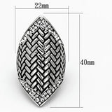 TK1009 - High polished (no plating) Stainless Steel Ring with Top Grade Crystal  in Clear