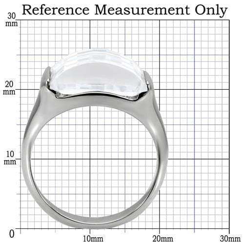 TK100 - High polished (no plating) Stainless Steel Ring with AAA Grade CZ in Clear - Alamode - Flyclothing LLC