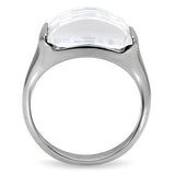 TK100 - High polished (no plating) Stainless Steel Ring with AAA Grade CZ  in Clear