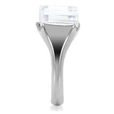 TK100 - High polished (no plating) Stainless Steel Ring with AAA Grade CZ in Clear - Alamode - Flyclothing LLC