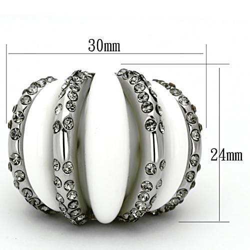 TK1011 - High polished (no plating) Stainless Steel Ring with Top Grade Crystal in Black Diamond - Alamode - Flyclothing LLC