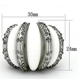 TK1011 - High polished (no plating) Stainless Steel Ring with Top Grade Crystal  in Black Diamond - Alamode