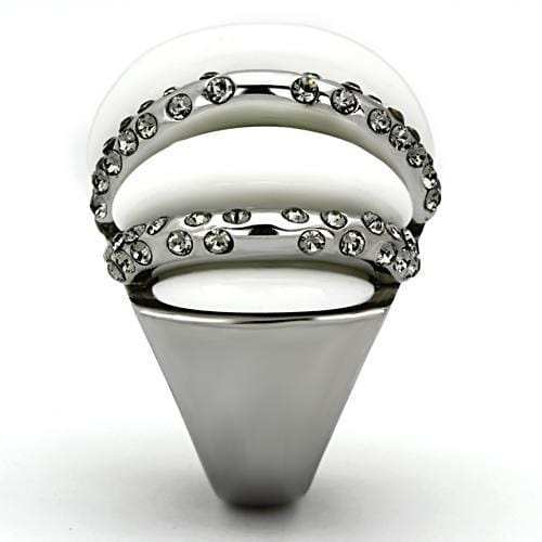 Alamode High polished (no plating) Stainless Steel Ring with Top Grade Crystal in Black Diamond - Alamode - Flyclothing LLC