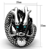 TK1014 - High polished (no plating) Stainless Steel Ring with Synthetic Pearl in White - Alamode - Flyclothing LLC