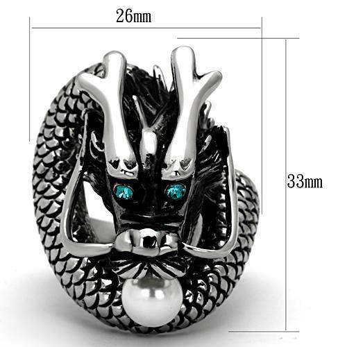 TK1014 - High polished (no plating) Stainless Steel Ring with Synthetic Pearl in White - Alamode - Flyclothing LLC