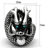 TK1014 - High polished (no plating) Stainless Steel Ring with Synthetic Pearl in White - Alamode