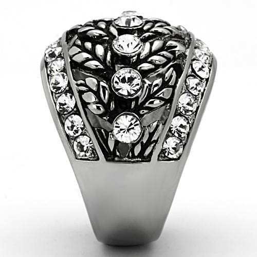 TK1015 - High polished (no plating) Stainless Steel Ring with Top Grade Crystal in Clear - Alamode - Flyclothing LLC