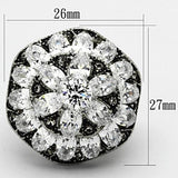 TK1016 - High polished (no plating) Stainless Steel Ring with AAA Grade CZ  in Clear - Alamode