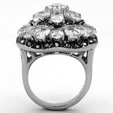 TK1016 - High polished (no plating) Stainless Steel Ring with AAA Grade CZ in Clear - Alamode - Flyclothing LLC
