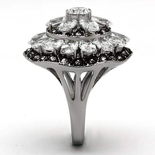 TK1016 - High polished (no plating) Stainless Steel Ring with AAA Grade CZ in Clear - Alamode - Flyclothing LLC